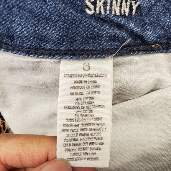 American Eagle Outfitters Skinny Jeans Womens 6 Blue‎ Denim Stretch Whiskered - Picture 9 of 10